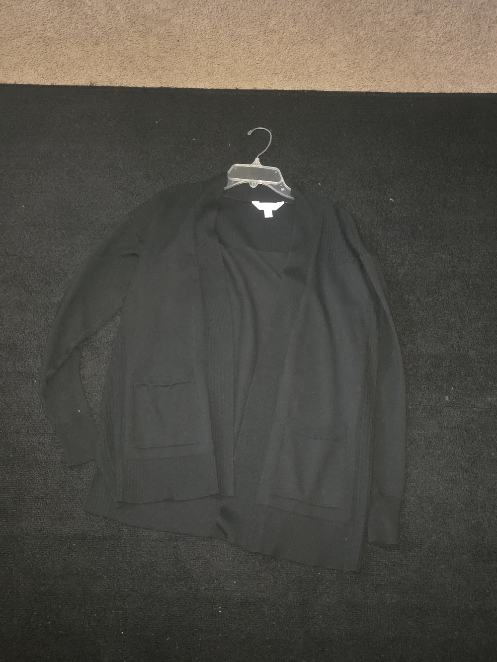 Time and Tru Black Open-Front Men's Cardigan Sweater